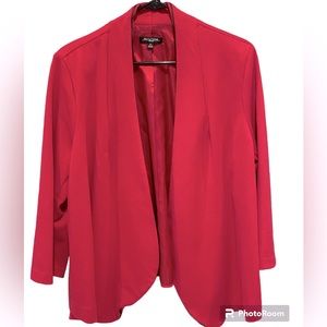 Notations Fuschia Open Front Blazer with Black Trim. Size 1X.